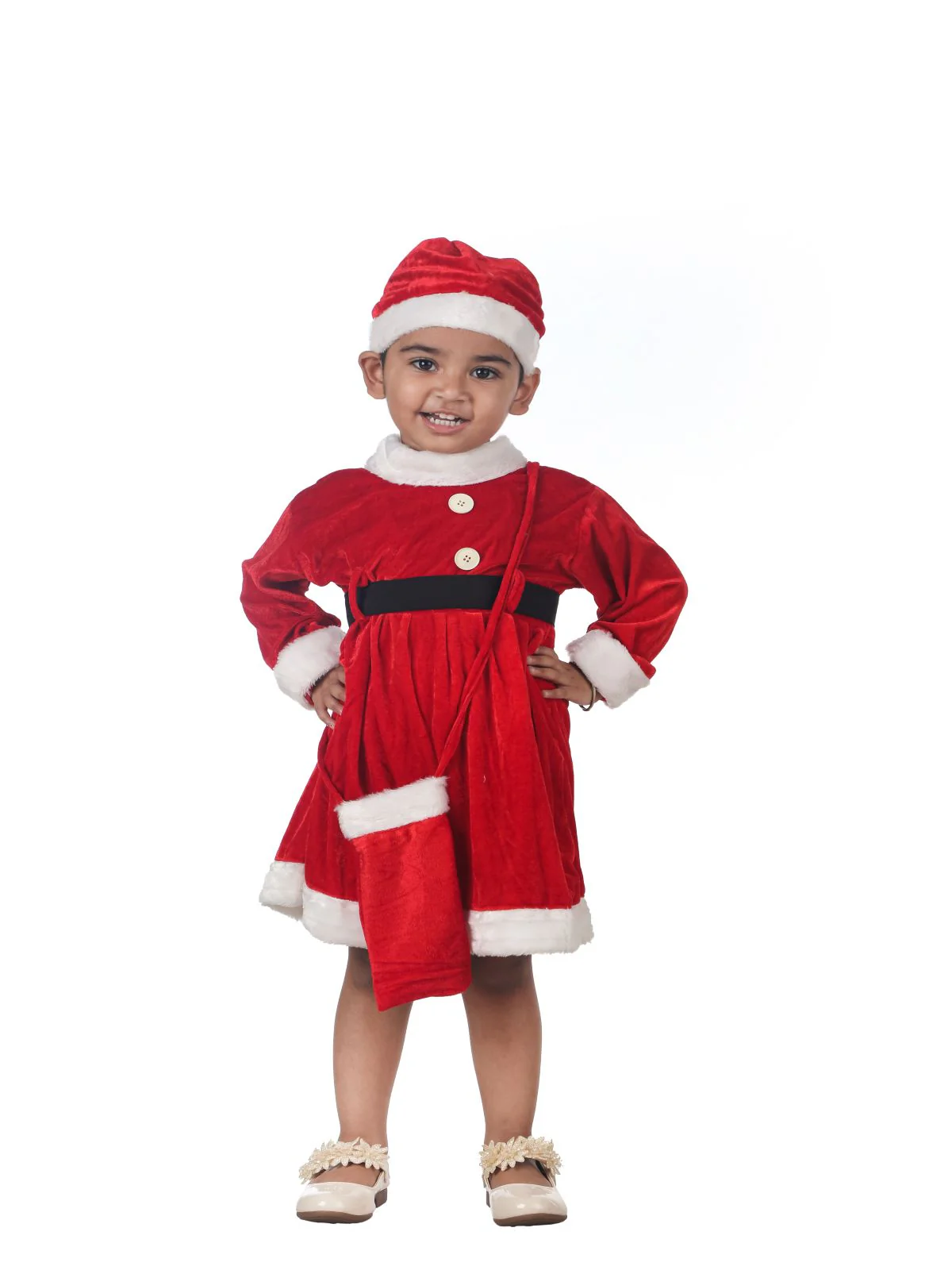 Christmas Dress for Girls Santa Theme Frock Fancy Dress Costume | Santa Girl Costume - Premium - Image 15