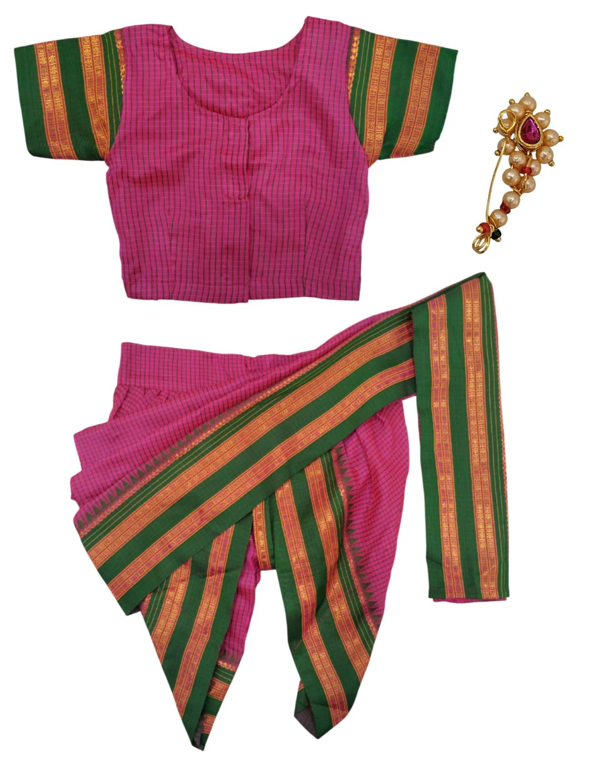 Maharashtrian Marathi Kasta Saree Lavani Dance Fancy Dress Costume for Girls & Women - Image 10