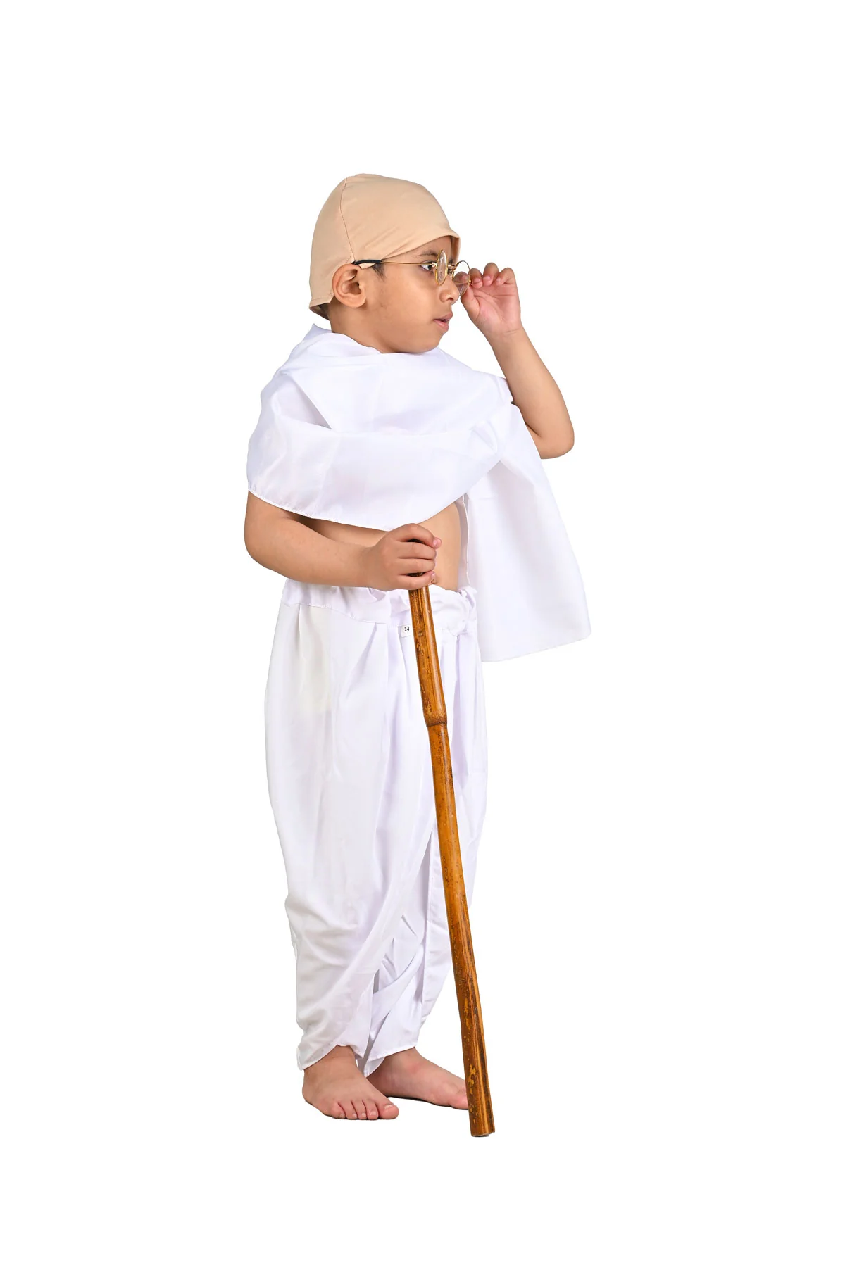 Mahatma Gandhi Bapu with Lathi Freedom Fighter Kids Fancy Dress | Gandhi Ji Costume for Kids - Image 3