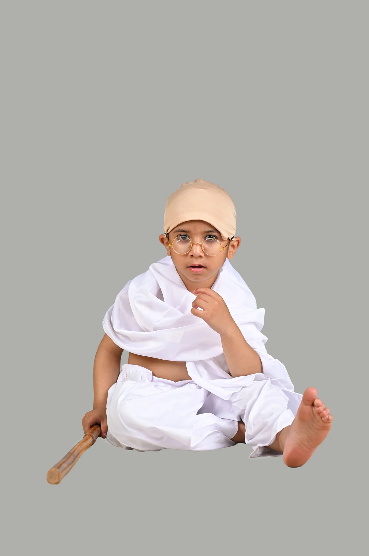 Mahatma Gandhi Bapu with Lathi Freedom Fighter Kids Fancy Dress | Gandhi Ji Costume for Kids - Image 7