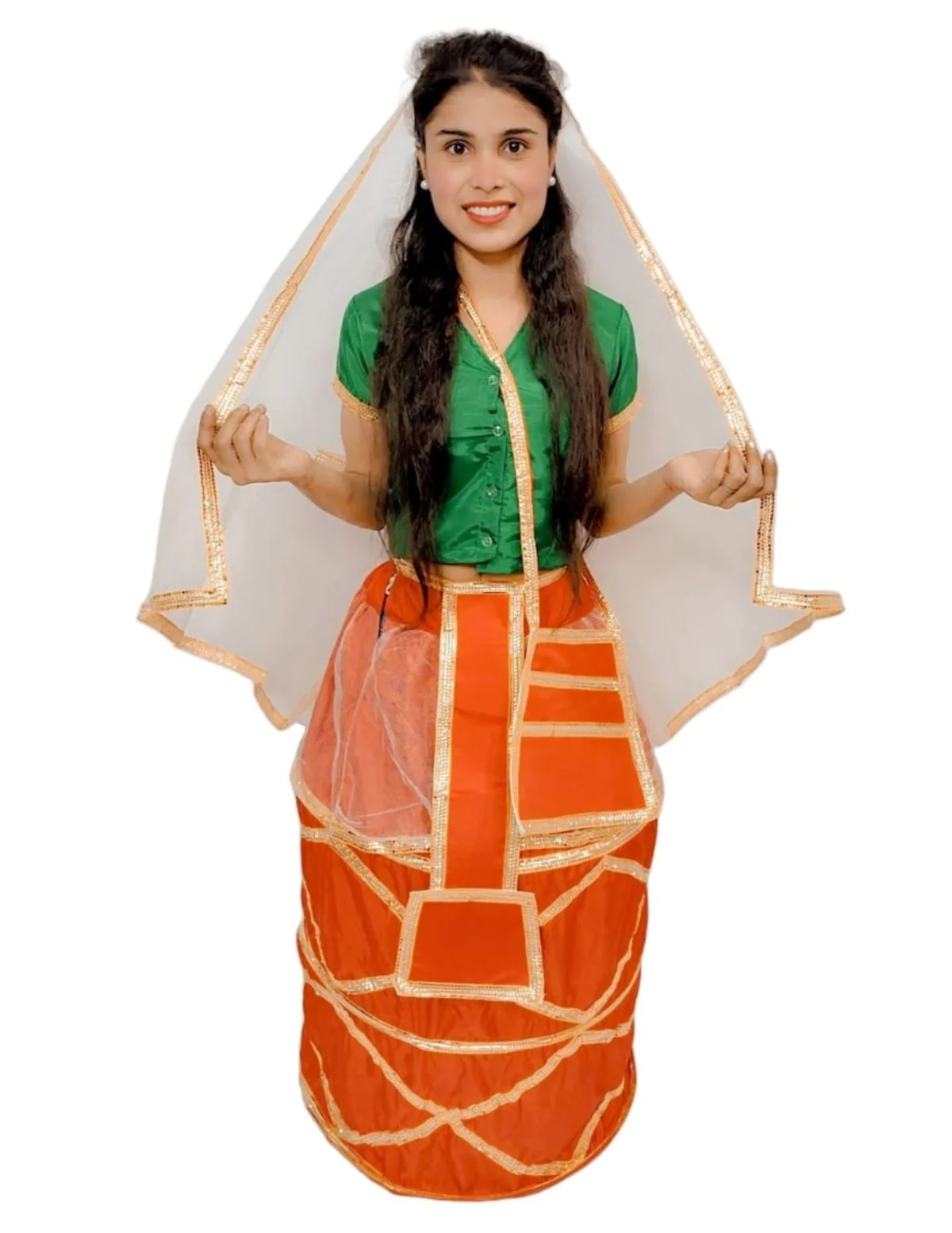 Manipuri Traditional Dress for Girls | Manipuri Dress for Kids Girls | North East Indian Dance & Fancy Dress Costume | Cultural Outfit for Theme Parties, School Functions & Competitions