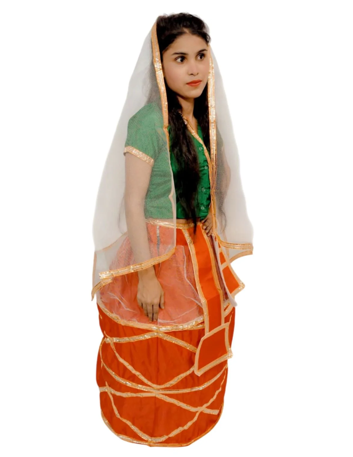 Manipuri Traditional Dress for Girls | Manipuri Dress for Kids Girls | North East Indian Dance & Fancy Dress Costume | Cultural Outfit for Theme Parties, School Functions & Competitions - Image 5