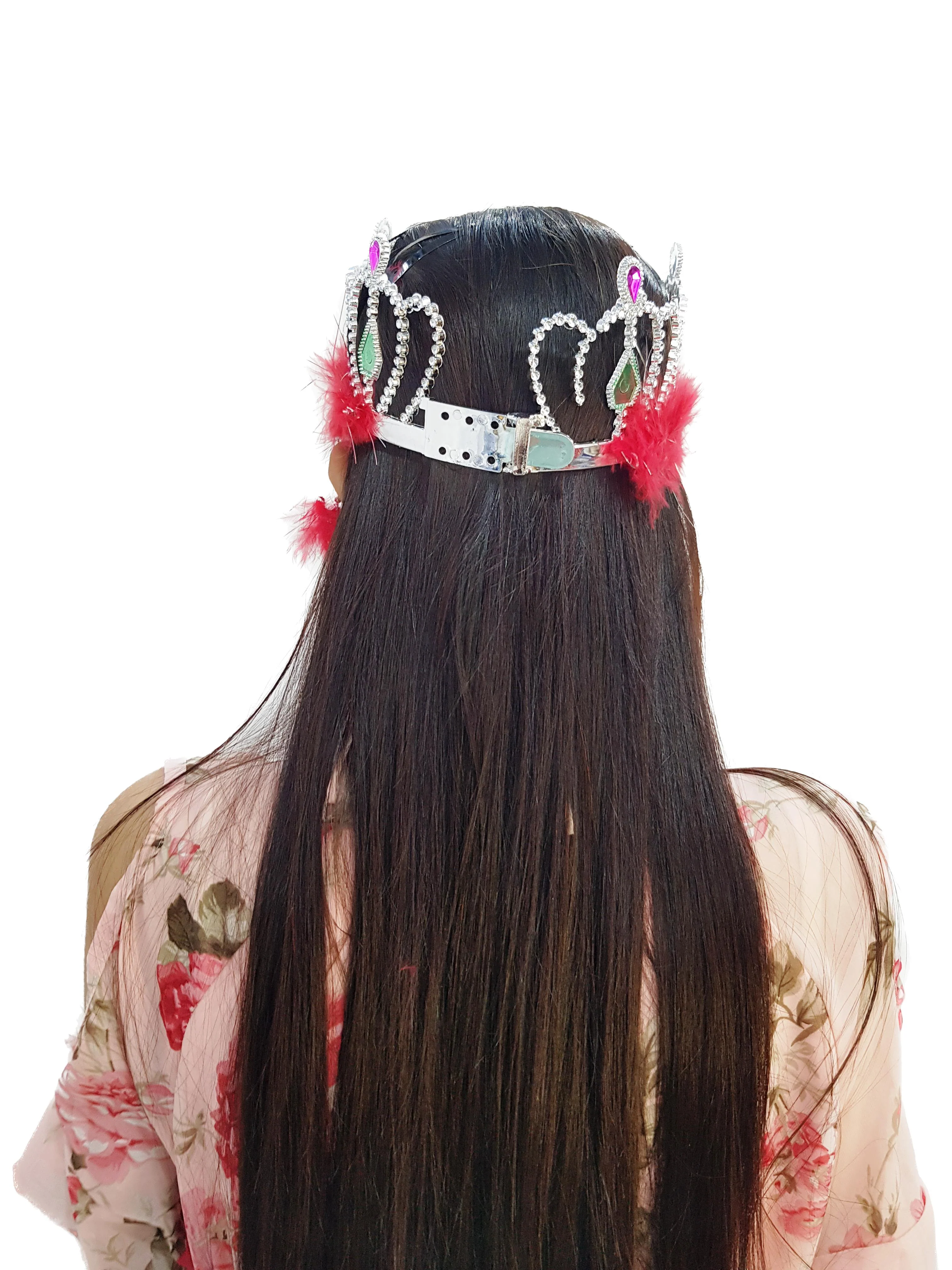 Medieval Princess Dangling Feather Tiara Crown HeadBand Fancy Dress Costume Accessory for Girls - Image 6