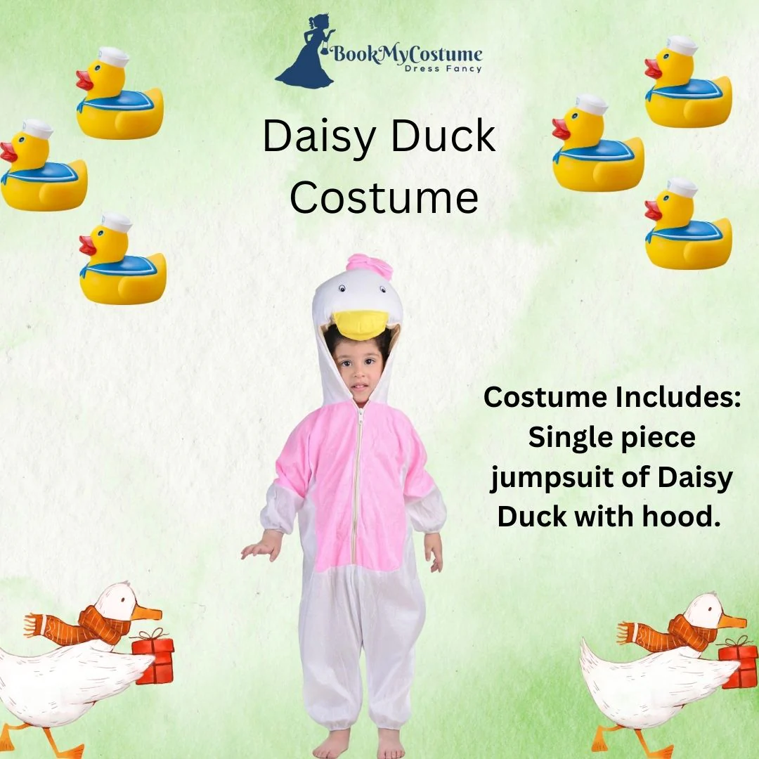 Miss Stylish Duck Cartoon Kids Fancy Dress Costume | Pink & White - Image 6