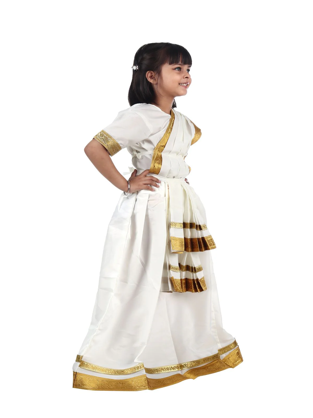 Mohiniyattam Saree Indian Classical Dance Costume for Girls and Women Without Jewelry - Image 3