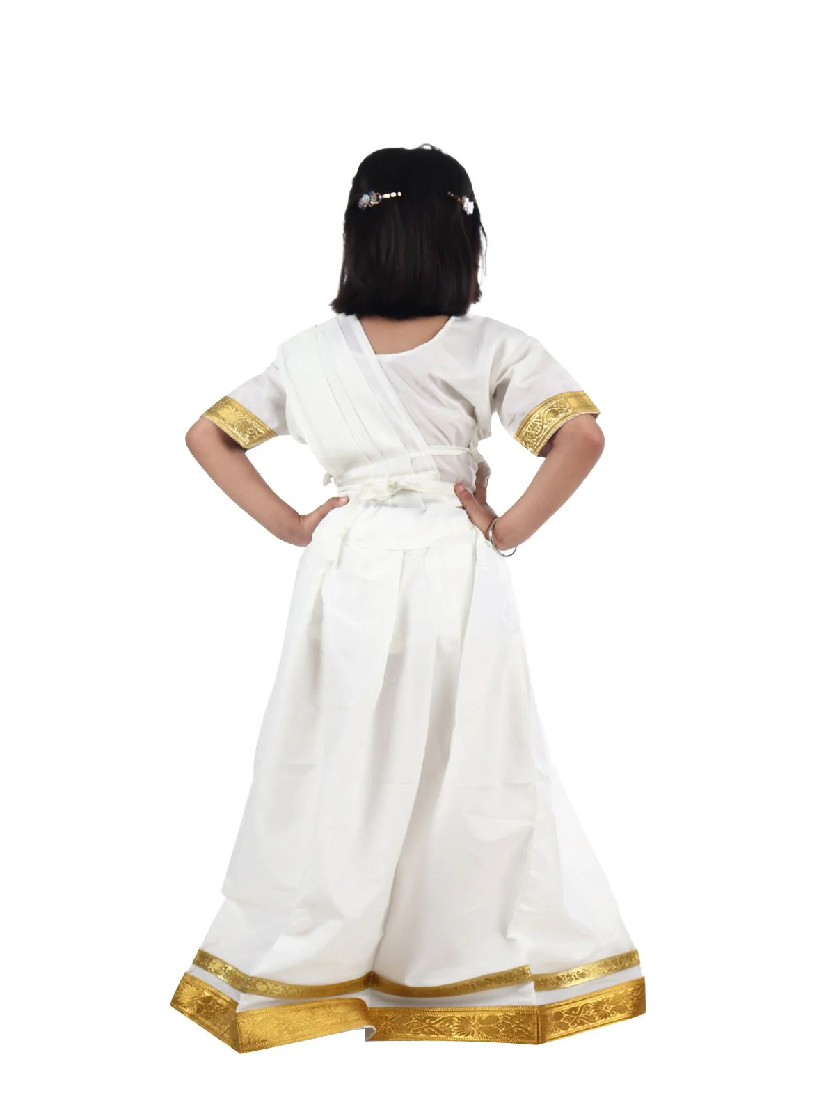 Mohiniyattam Saree Indian Classical Dance Costume for Girls and Women Without Jewelry - Image 4