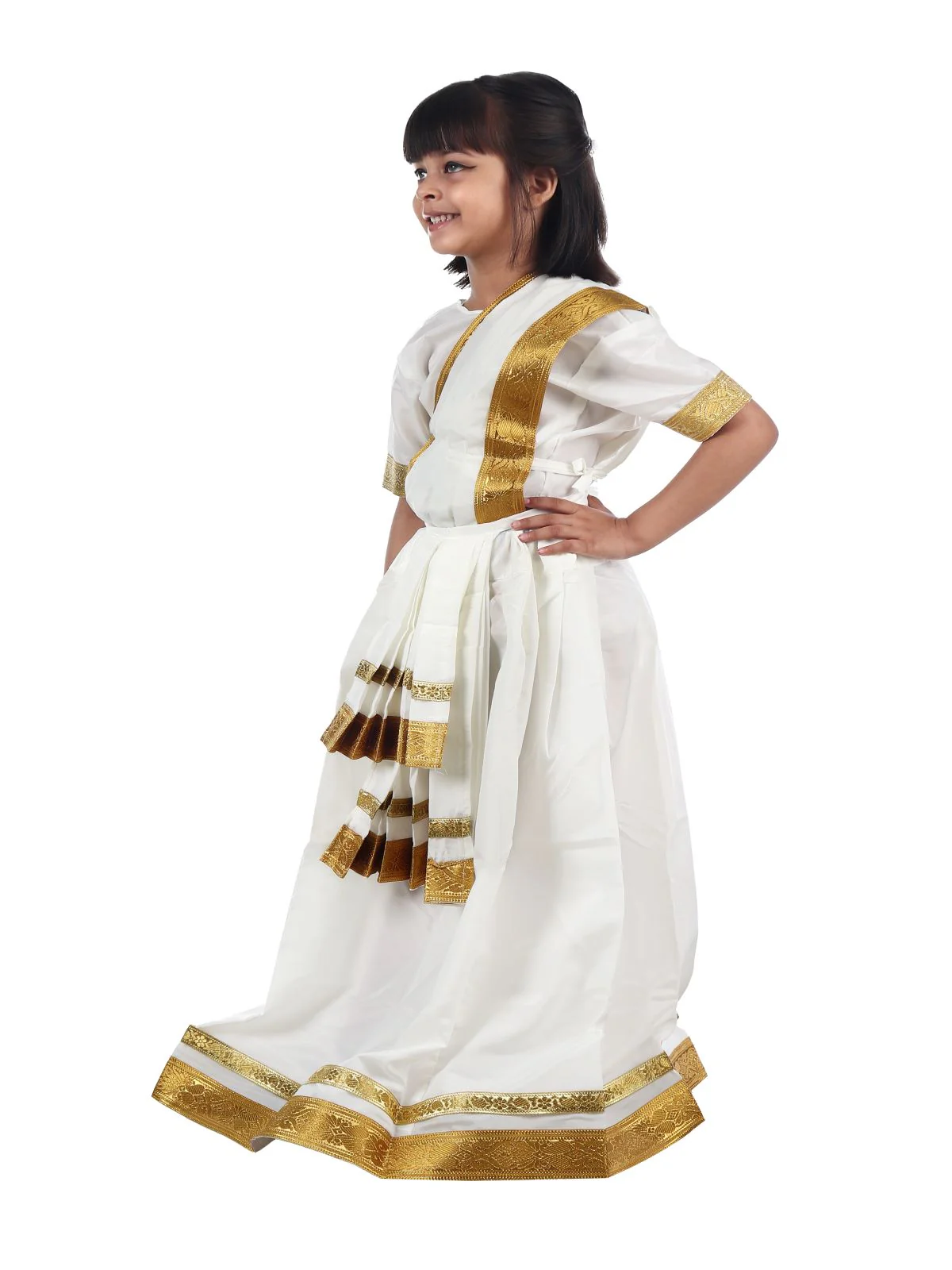 Mohiniyattam Saree Indian Classical Dance Costume for Girls and Women Without Jewelry - Image 5