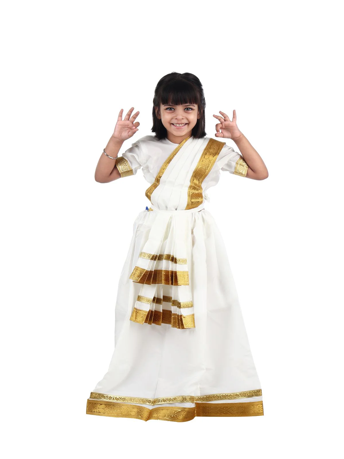 Mohiniyattam Saree Indian Classical Dance Costume for Girls and Women Without Jewelry - Image 6