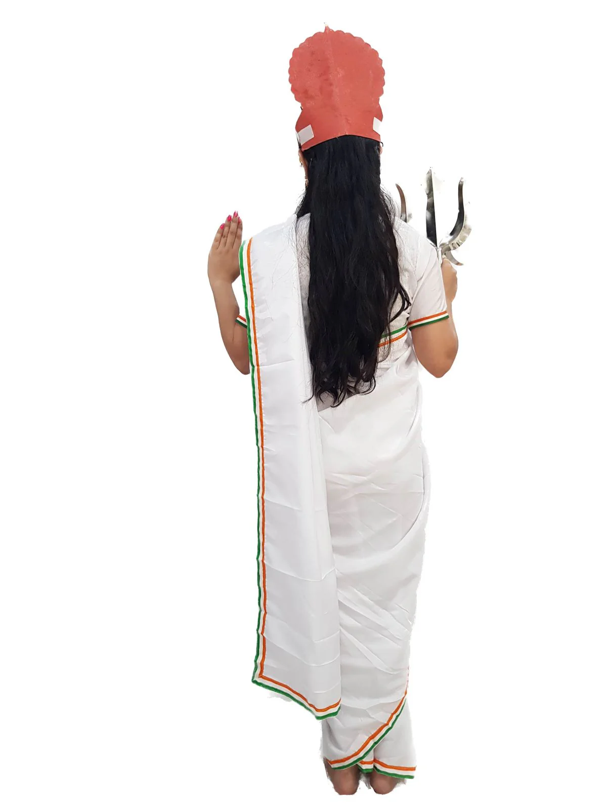 Mother India Bharat Mata Saree for Patriotic Independence Day Kids Fancy Dress Costume 6 Pc Set - Image 4