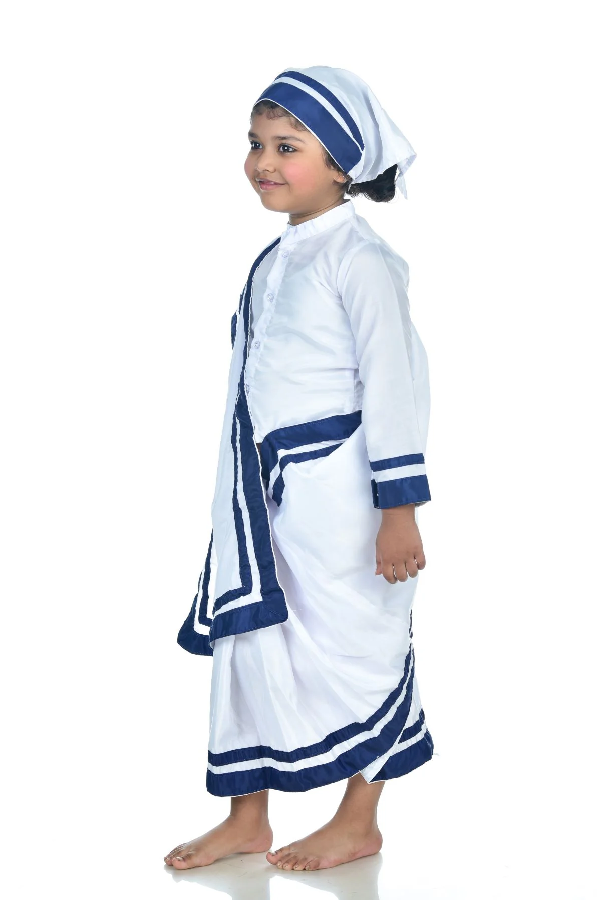 Mother Teresa Dress with Scarf Kids Fancy Dress Costume - Image 4