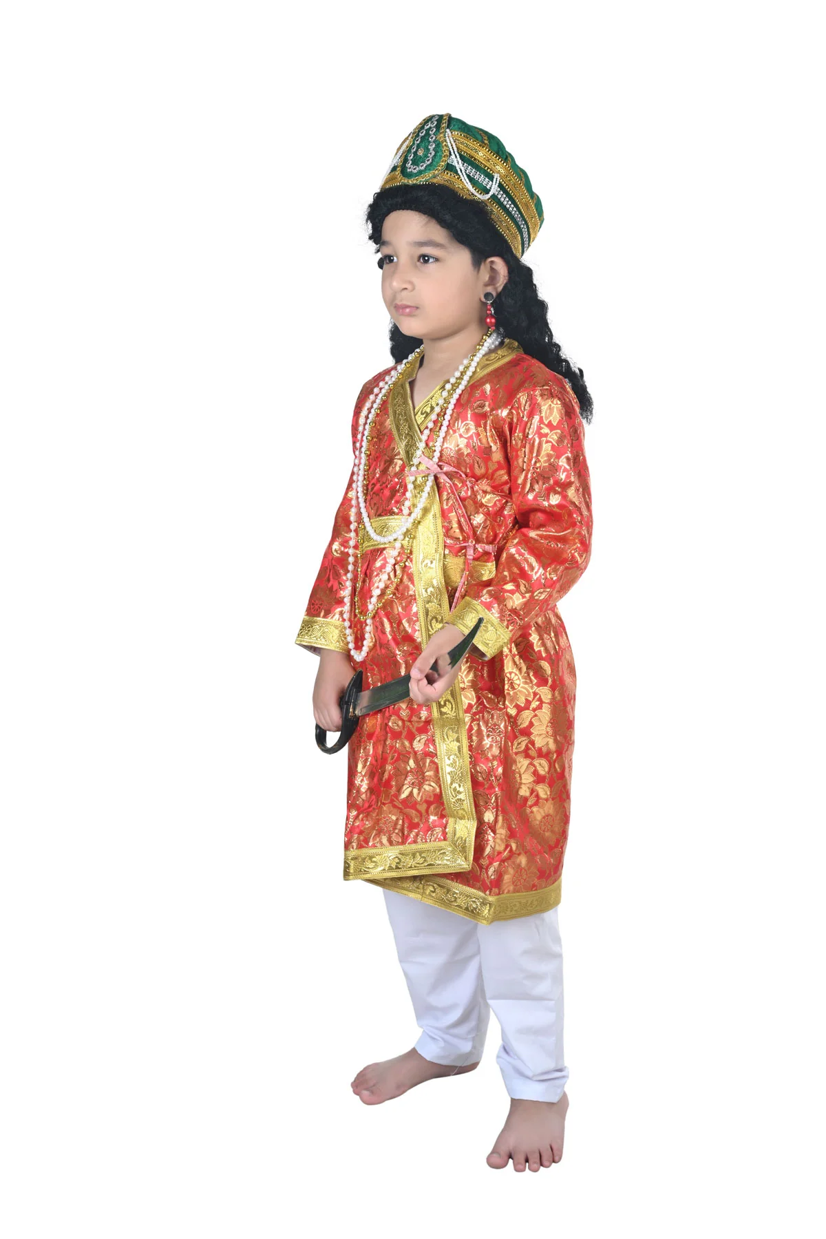 Mughal Emperor Sultan with Wig & Sword Kids & Adult Fancy Dress Costume for Boys - Image 5