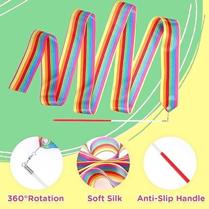 Multicolor Wave Ribbon Wand Gymnastic Dance Kids & Adults Fancy Dress Costume Accessories - Image 4
