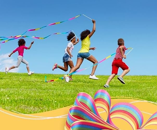 Multicolor Wave Ribbon Wand Gymnastic Dance Kids & Adults Fancy Dress Costume Accessories - Image 5