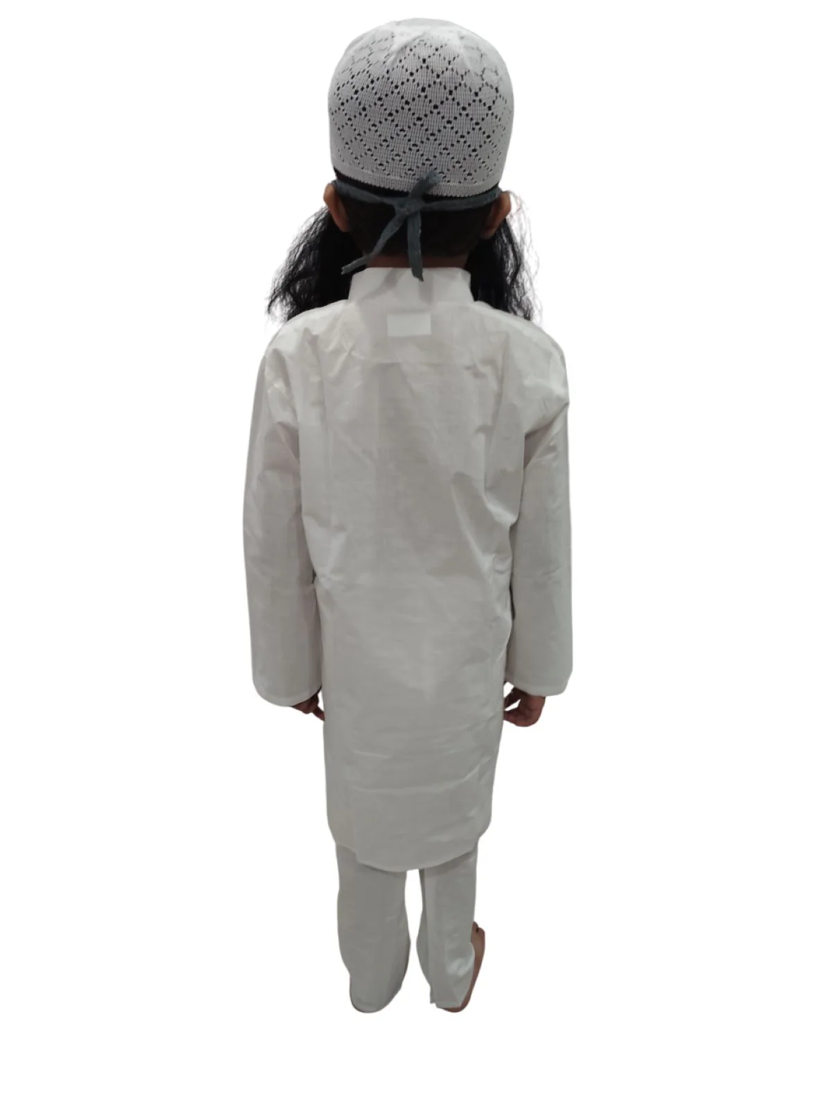 Muslim Man White Kurta Pyjama with Beard for Boy's Kids Indian Fancy Dress Costume - Image 3