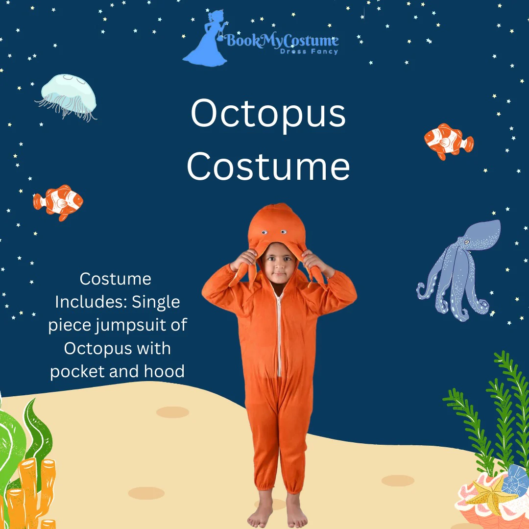Octopus Aquatic Animal Kids Fancy Dress Costume - Image 4
