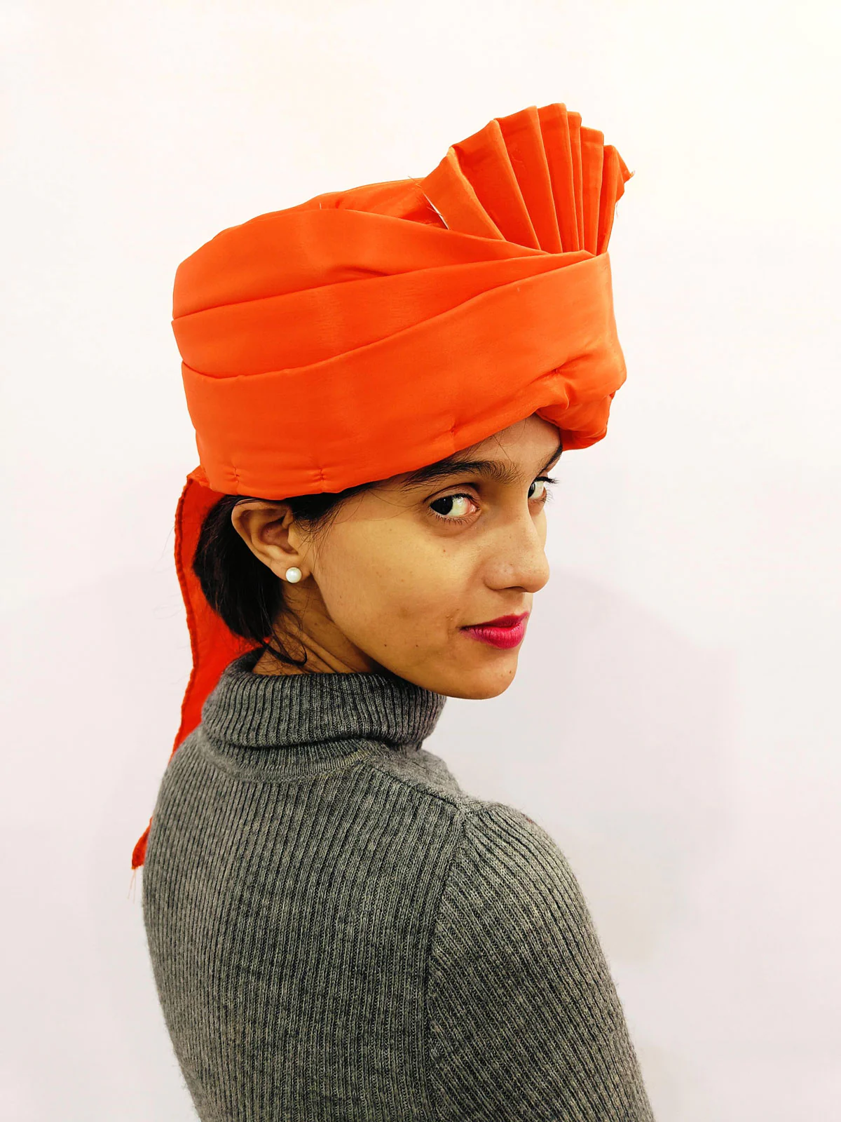 Orange Traditional Pagdi Turban for Barati & Function Kids Fancy Dress Accessory - Image 8