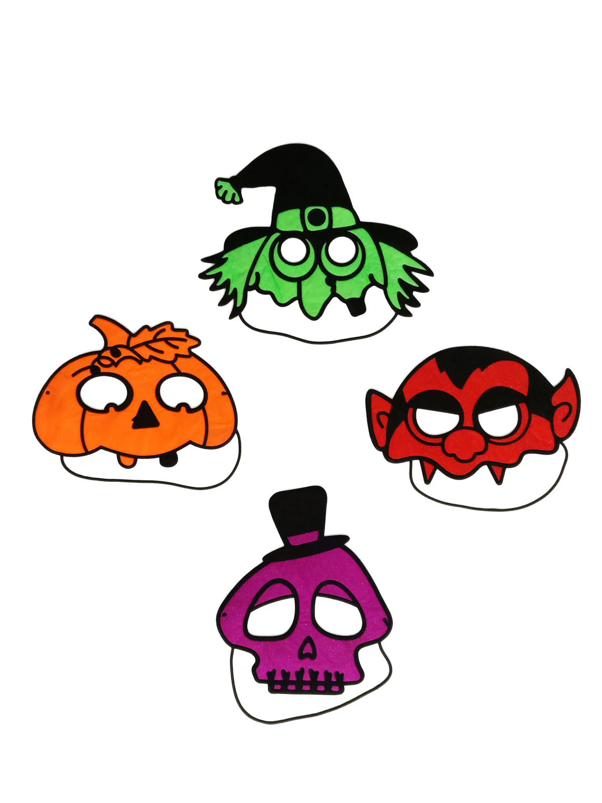 Pack of 4 - Assorted Halloween Face Masks - Fancy Dress Costume Accessories - Image 2