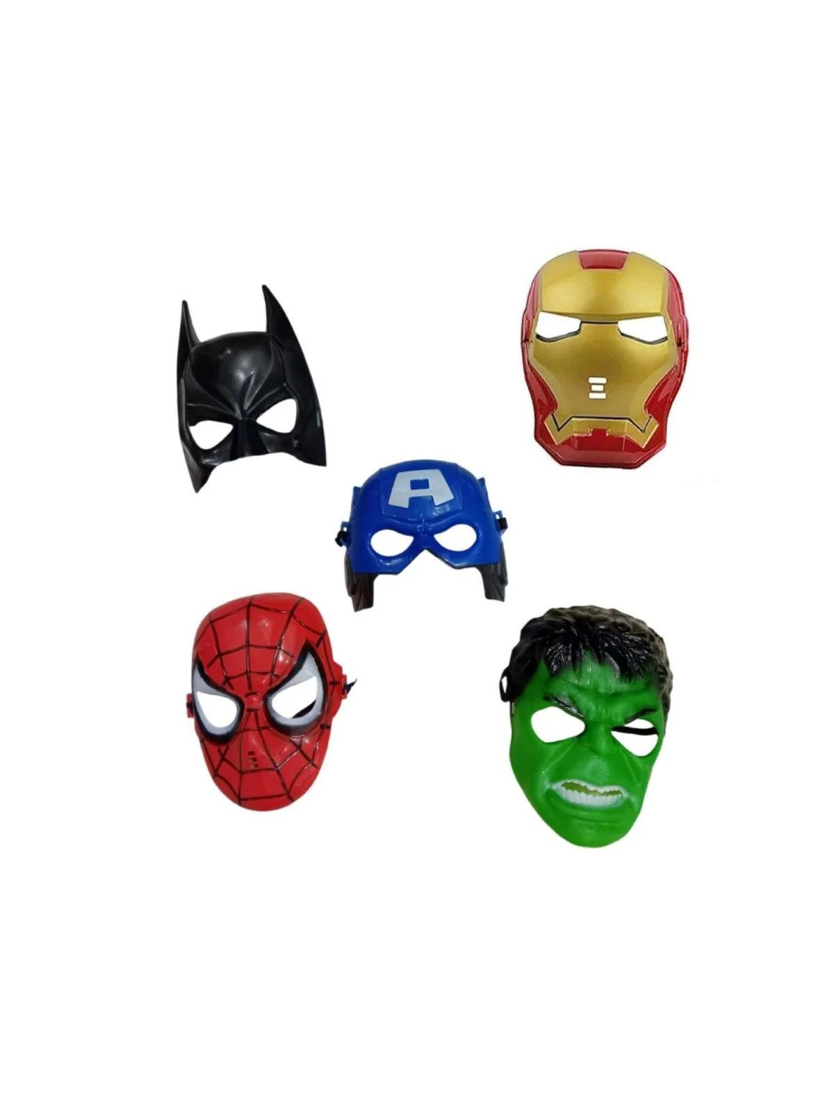 Pack of 5 Superhero Plastic Mask Kids Fancy Dress Accessories