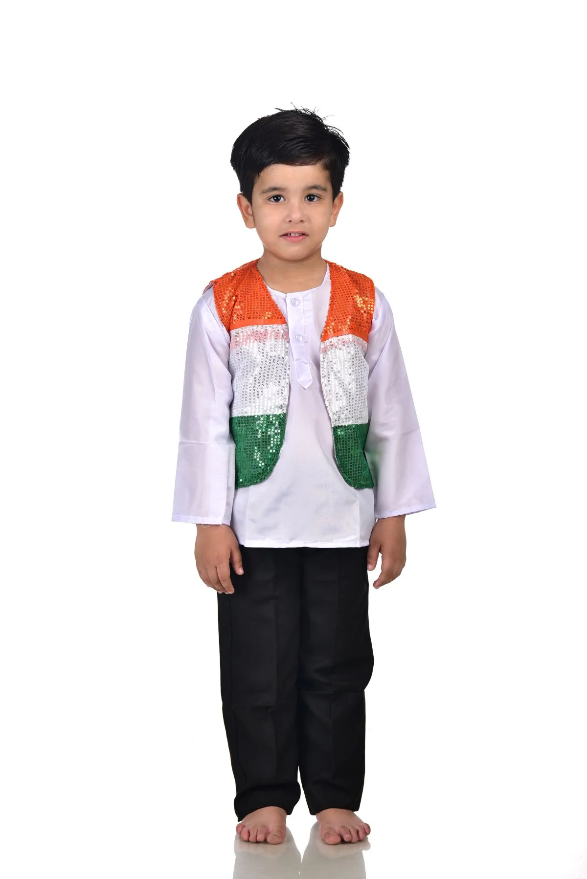 Patriotic Dance Tricolour Jacket Black Trousers for Boys Kids and Adult Fancy Dress Costume