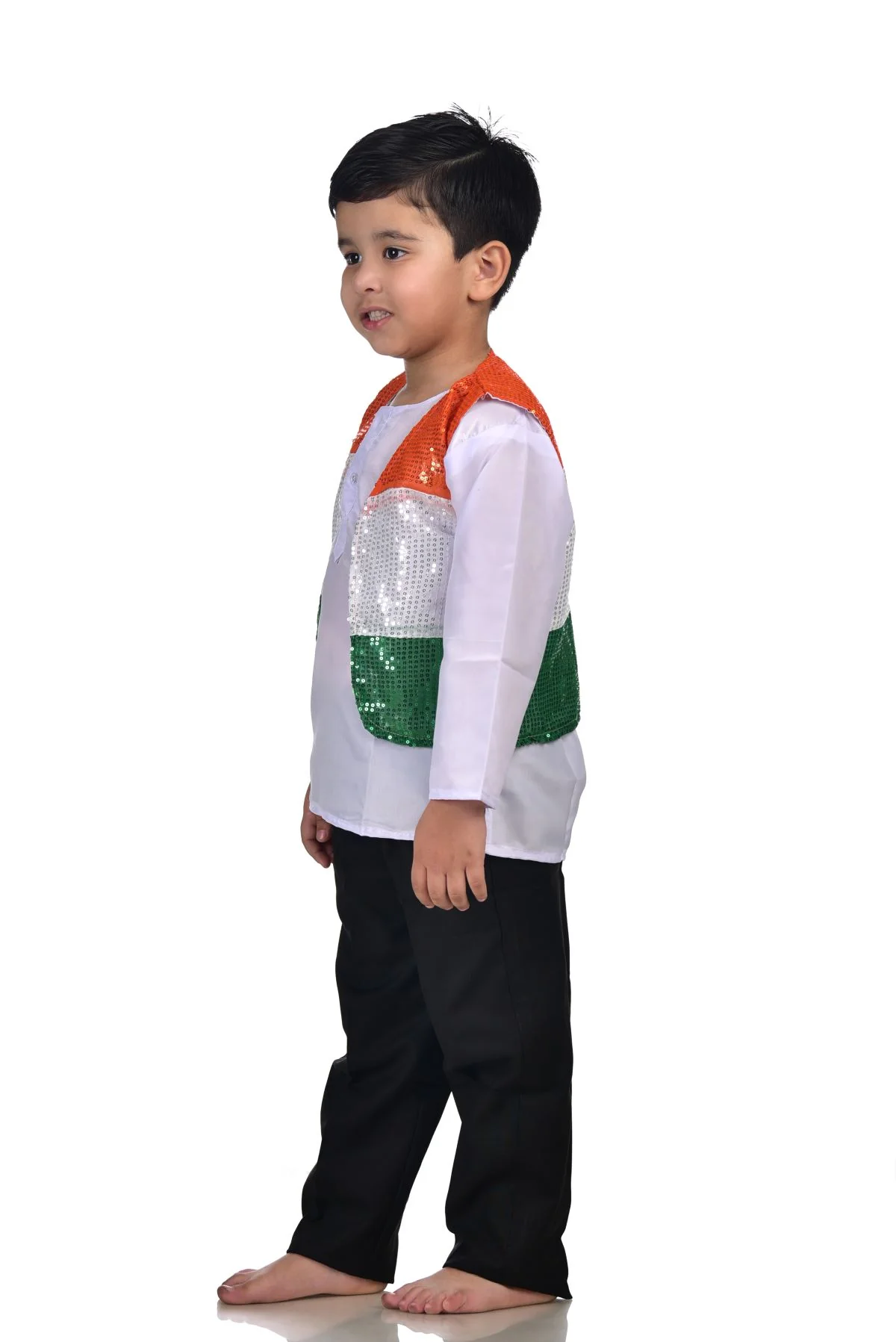 Patriotic Dance Tricolour Jacket Black Trousers for Boys Kids and Adult Fancy Dress Costume - Image 4
