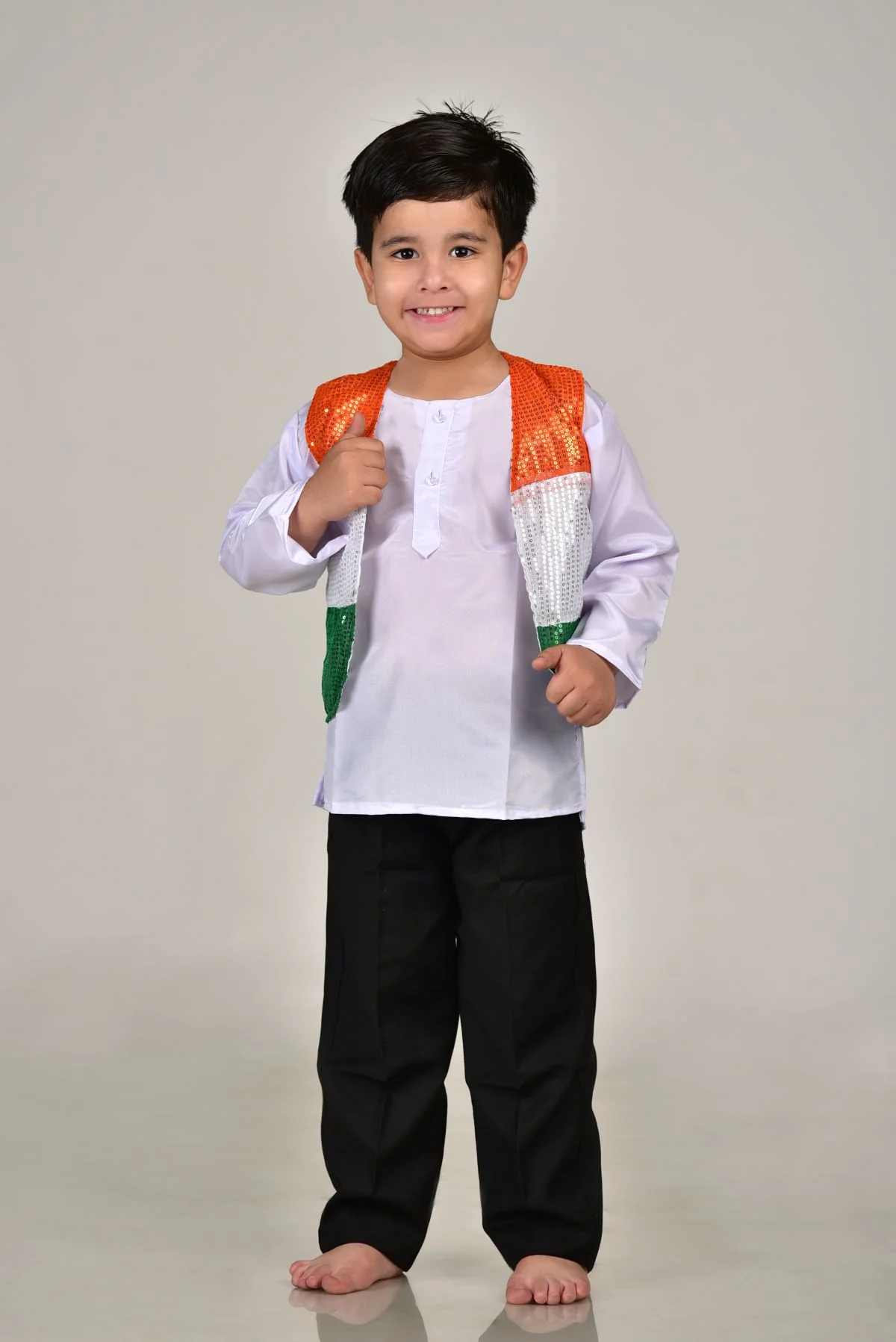 Patriotic Dance Tricolour Jacket Black Trousers for Boys Kids and Adult Fancy Dress Costume - Image 5