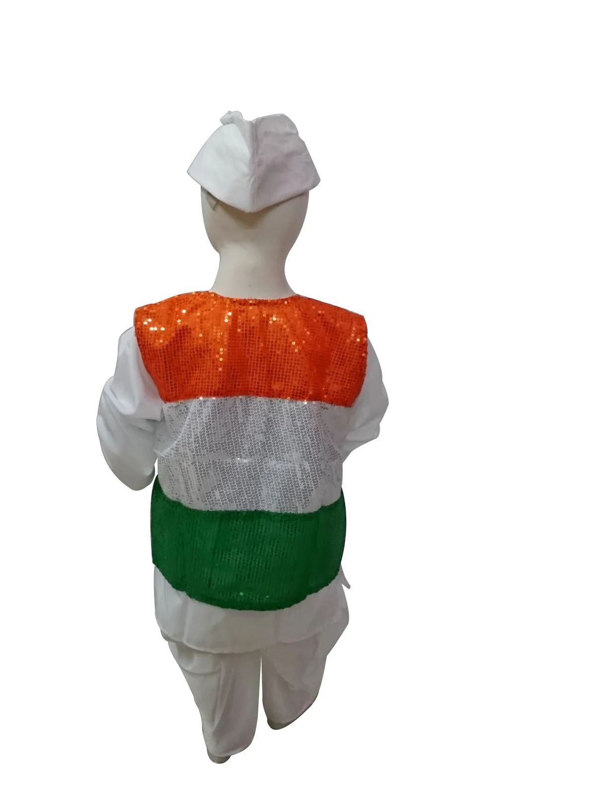 Patriotic Dhoti Kurta Tricolour Jacket Nehru Cap Kids Fancy Dress Costume - Image 3