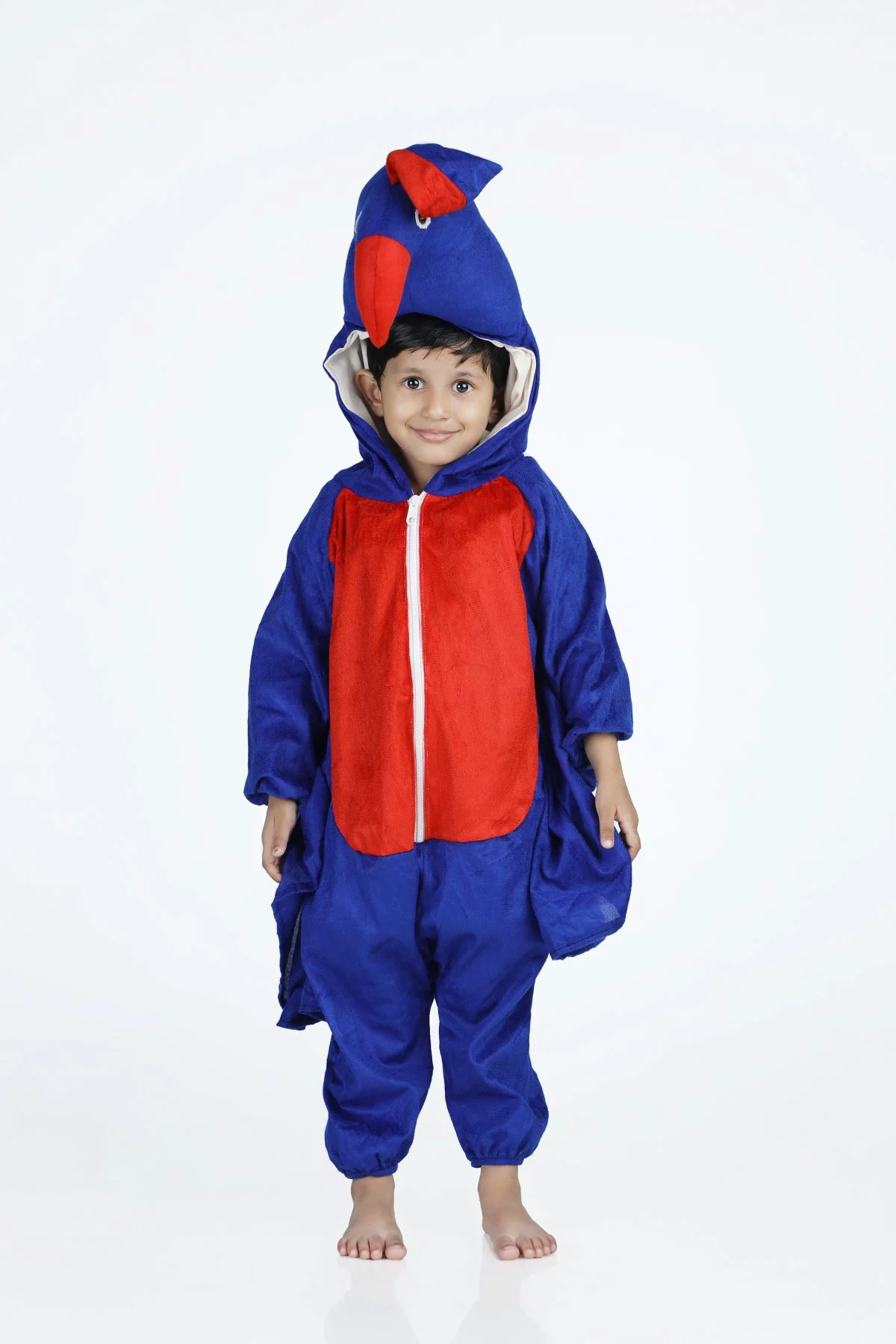 Peacock Blue Jumpsuit Indian National Bird Kids Fancy Dress Costume - Image 3
