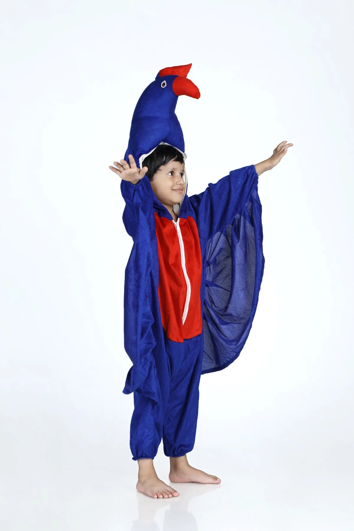 Peacock Blue Jumpsuit Indian National Bird Kids Fancy Dress Costume - Image 4