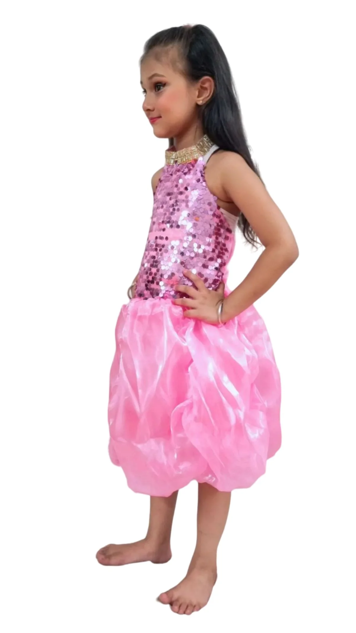 Pink Balloon Frock Western Dance Costume Dress for Girls Kids - Premium - Image 4
