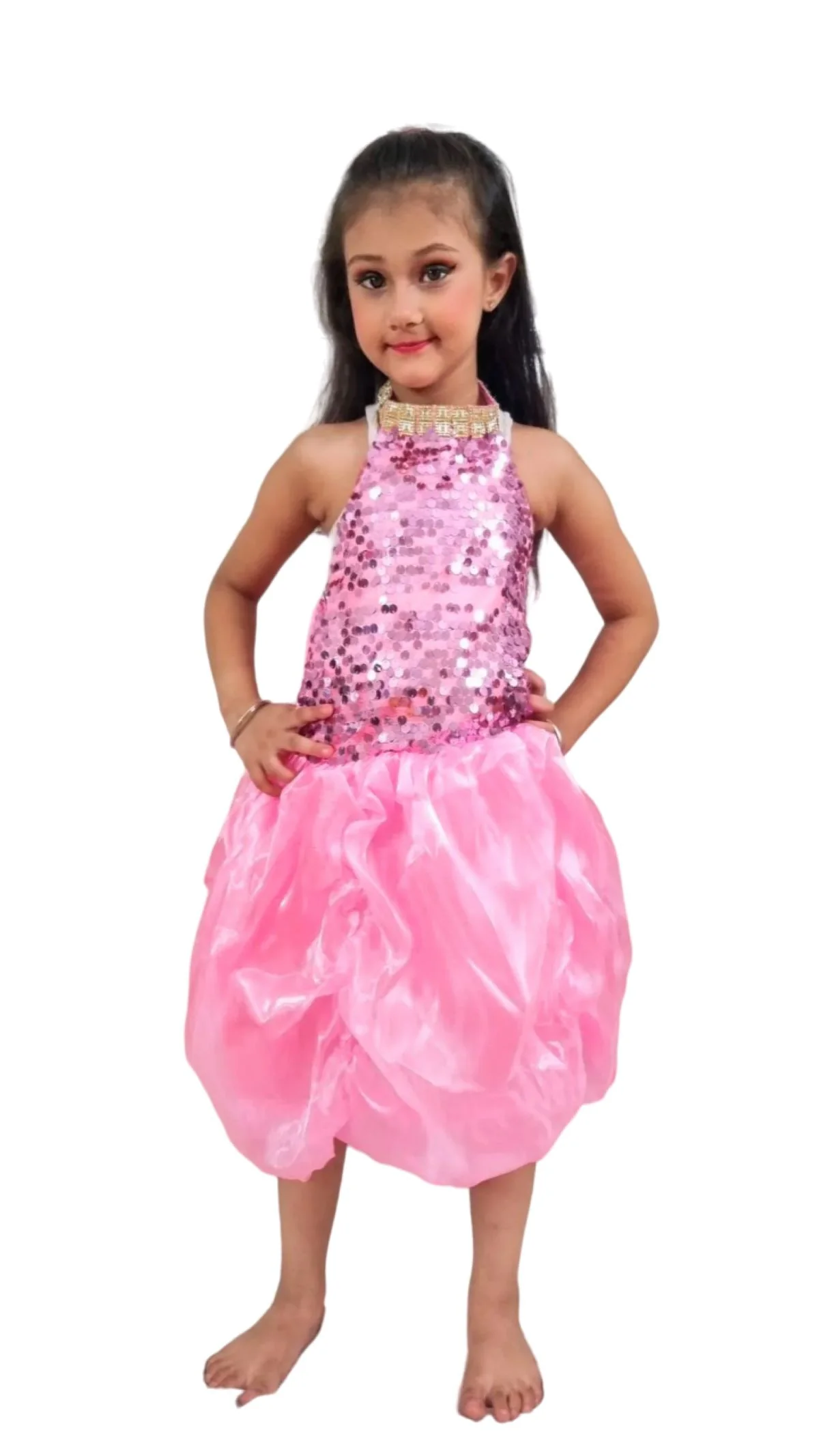 Pink Balloon Frock Western Dance Costume Dress for Girls Kids - Premium - Image 5