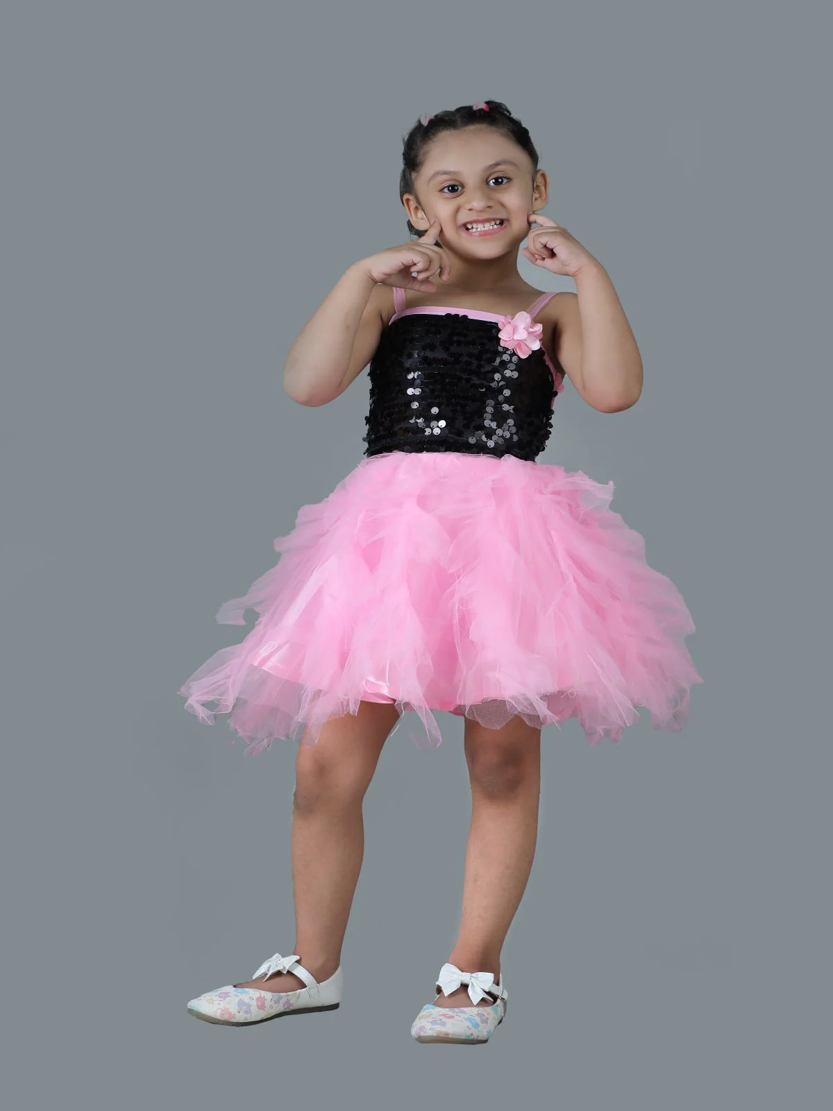 Pink & Black Frock Annual Day Dance Girls Fancy Dress Costume - Premium - Image 7