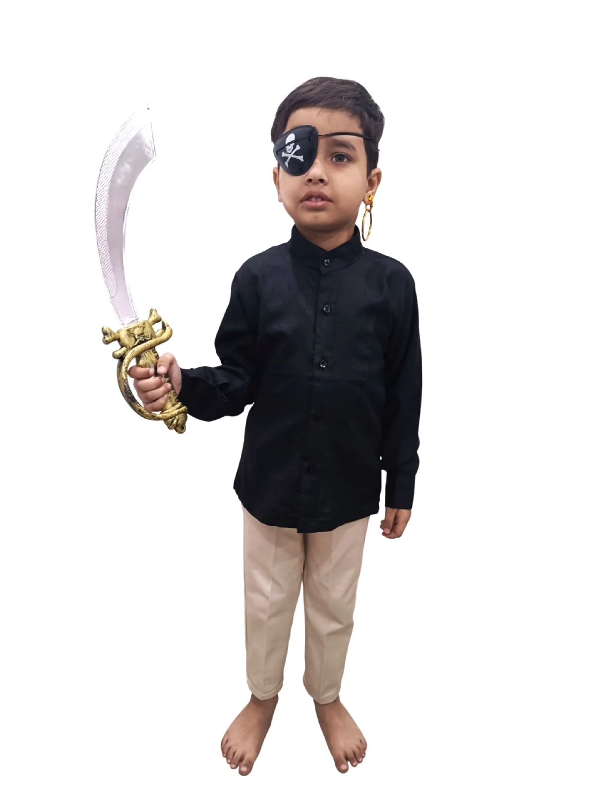 Pirate Cutlass Sword Eye Patch Earring Set Kids and Adults Fancy Dress Costume Accessory for Halloween - Image 3