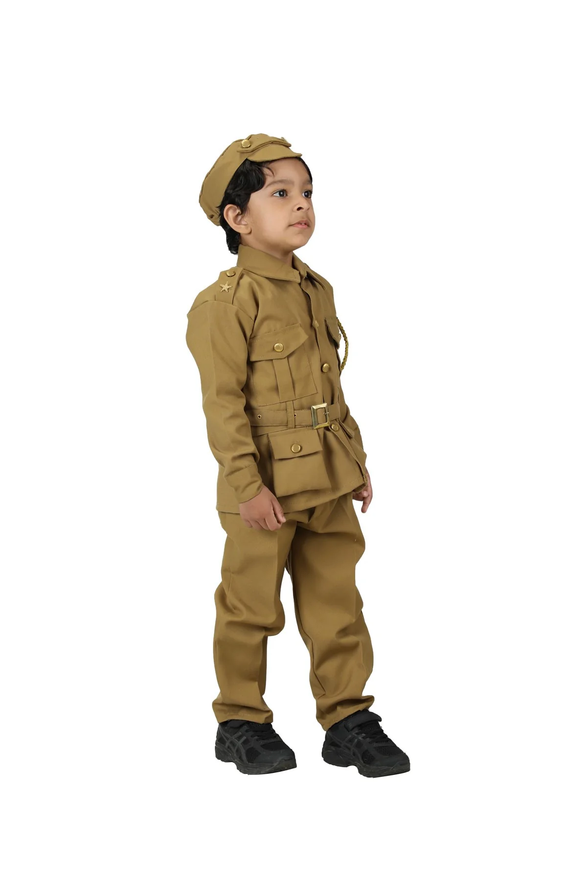 Indian Police Inspector Community Helper Khaki Fancy Dress Costume for Kids - Image 2