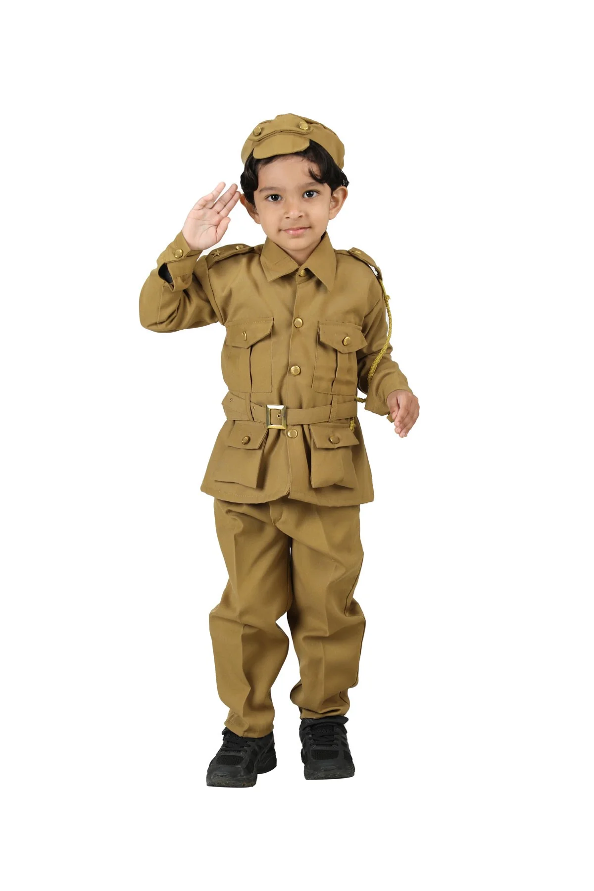 Indian Police Inspector Community Helper Khaki Fancy Dress Costume for Kids - Image 3