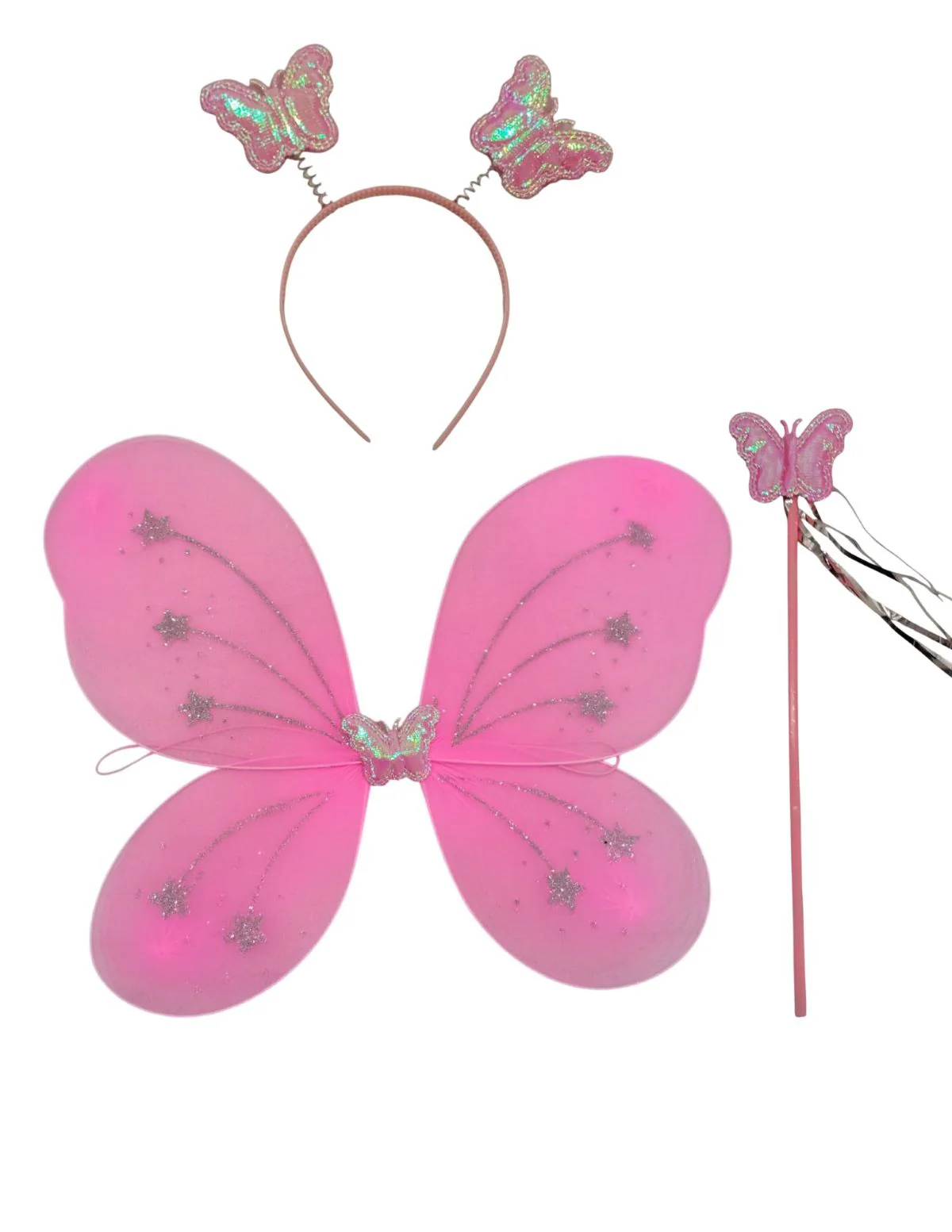 Princess Fairy Wings with Wand & Headband Girls Fancy Dress Costume Accessory - Image 2