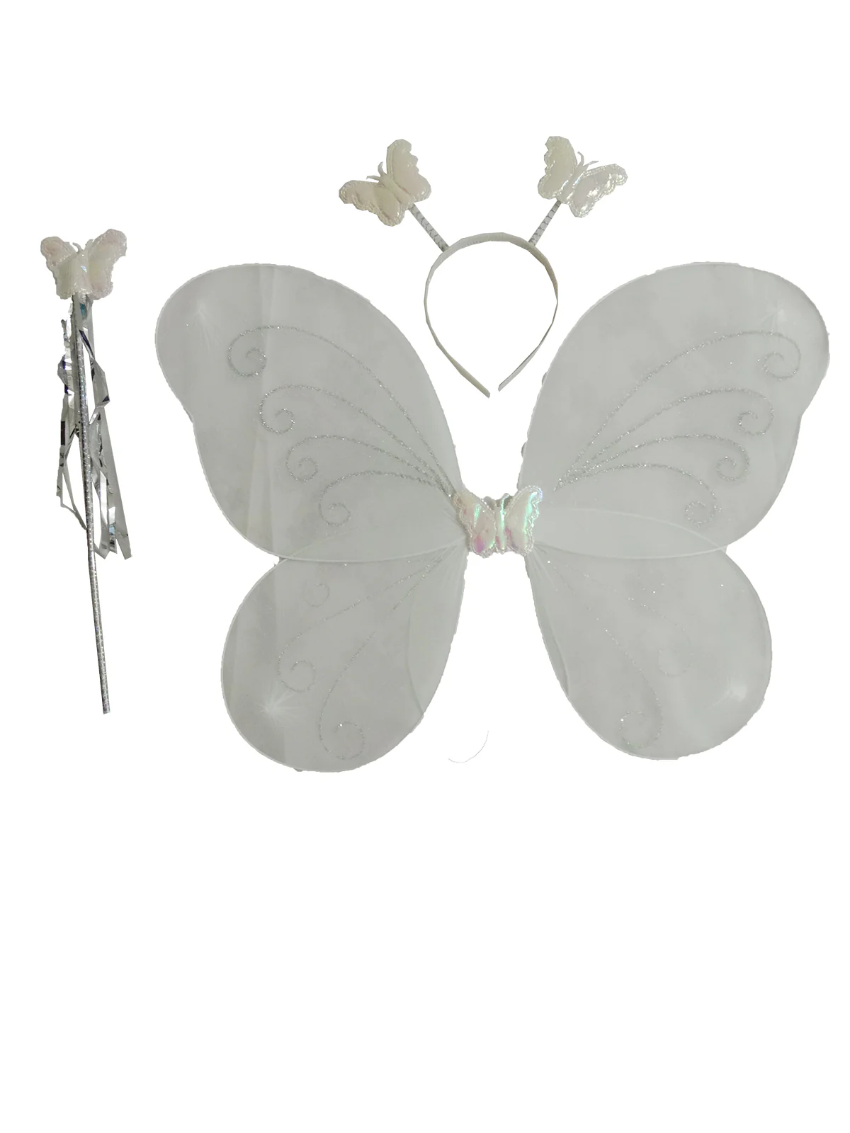 Princess Fairy Wings with Wand & Headband Girls Fancy Dress Costume Accessory - Image 3
