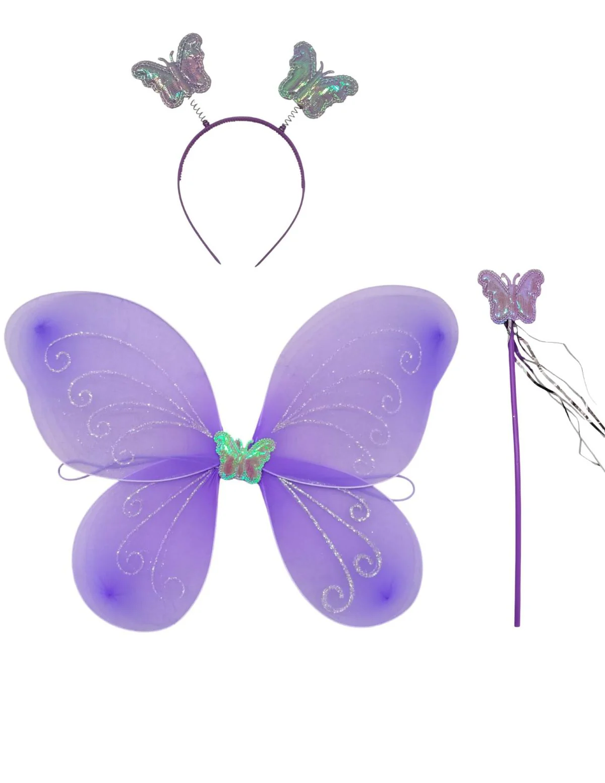 Princess Fairy Wings with Wand & Headband Girls Fancy Dress Costume Accessory - Image 4