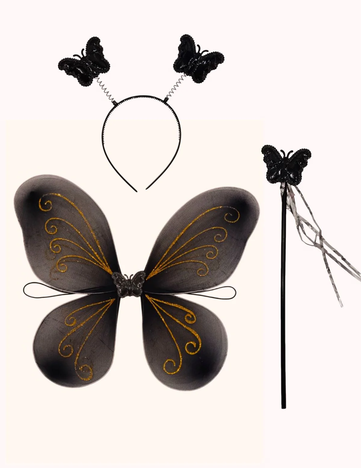 Princess Fairy Wings with Wand & Headband Girls Fancy Dress Costume Accessory - Image 5