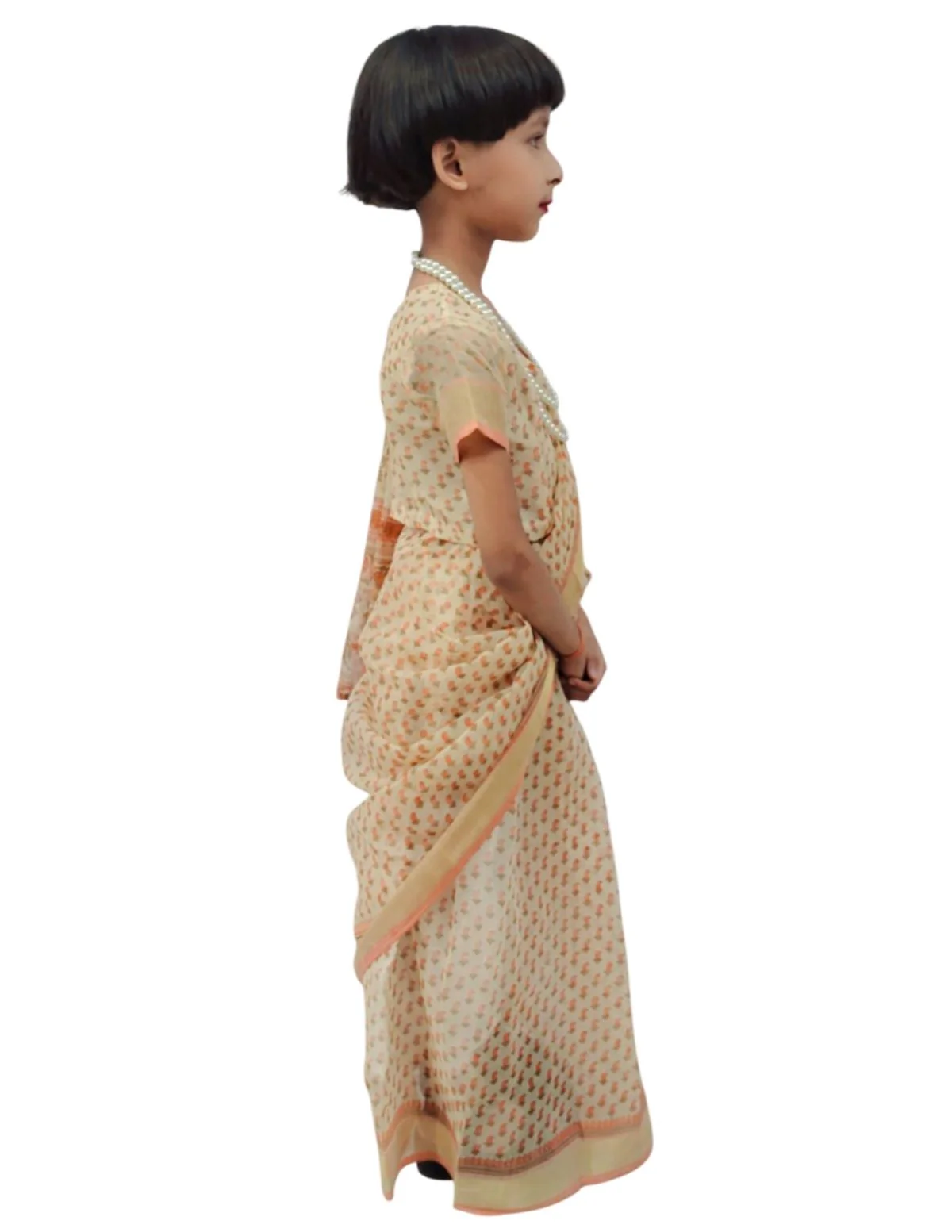 Principal Headmistress Professional Classic Saree with necklace Kids Fancy Dress Costume - Image 4
