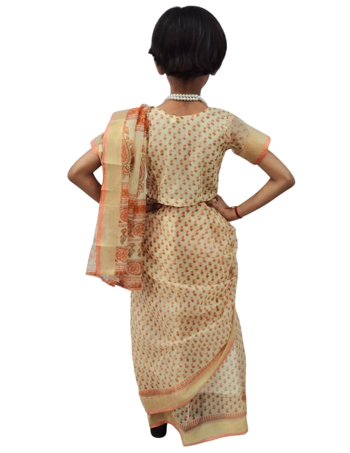 Principal Headmistress Professional Classic Saree with necklace Kids Fancy Dress Costume - Image 5