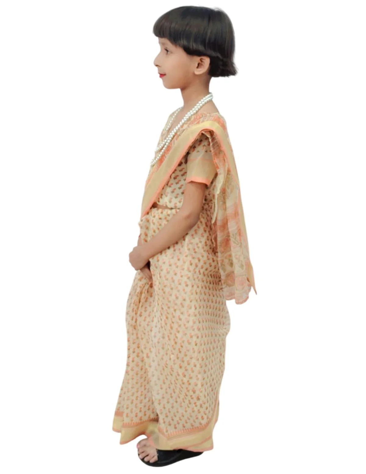 Principal Headmistress Professional Classic Saree with necklace Kids Fancy Dress Costume - Image 6