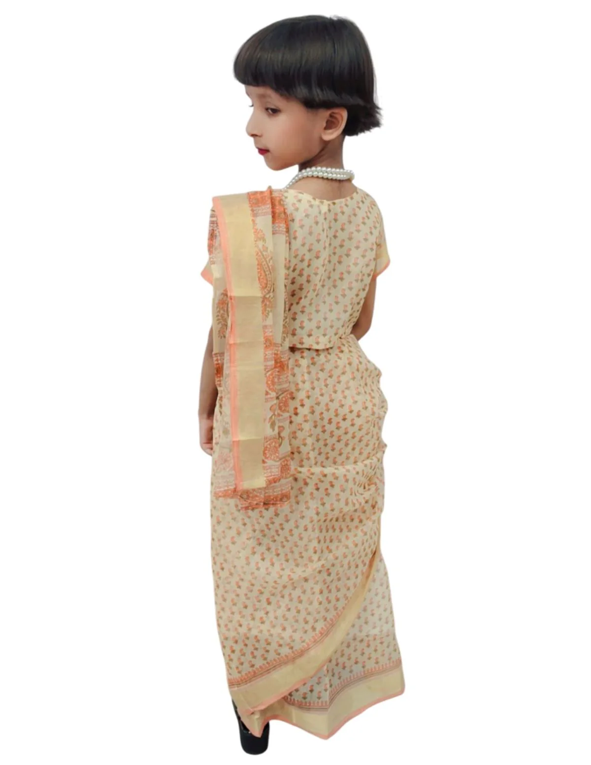 Principal Headmistress Professional Classic Saree with necklace Kids Fancy Dress Costume - Image 7