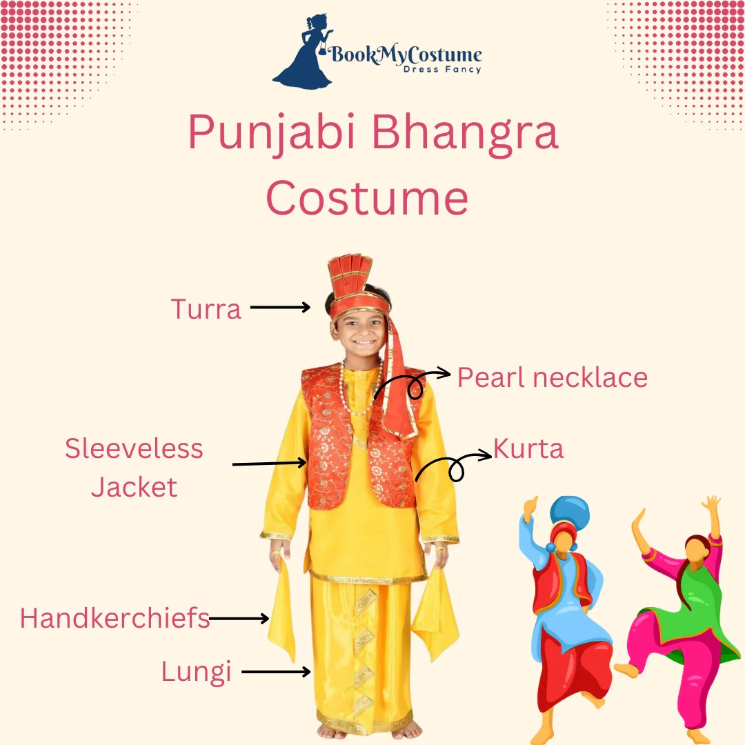 Punjabi Bhangra Baisakhi Folk Dance Costume for Boys and Men | Yellow & Red - Image 6