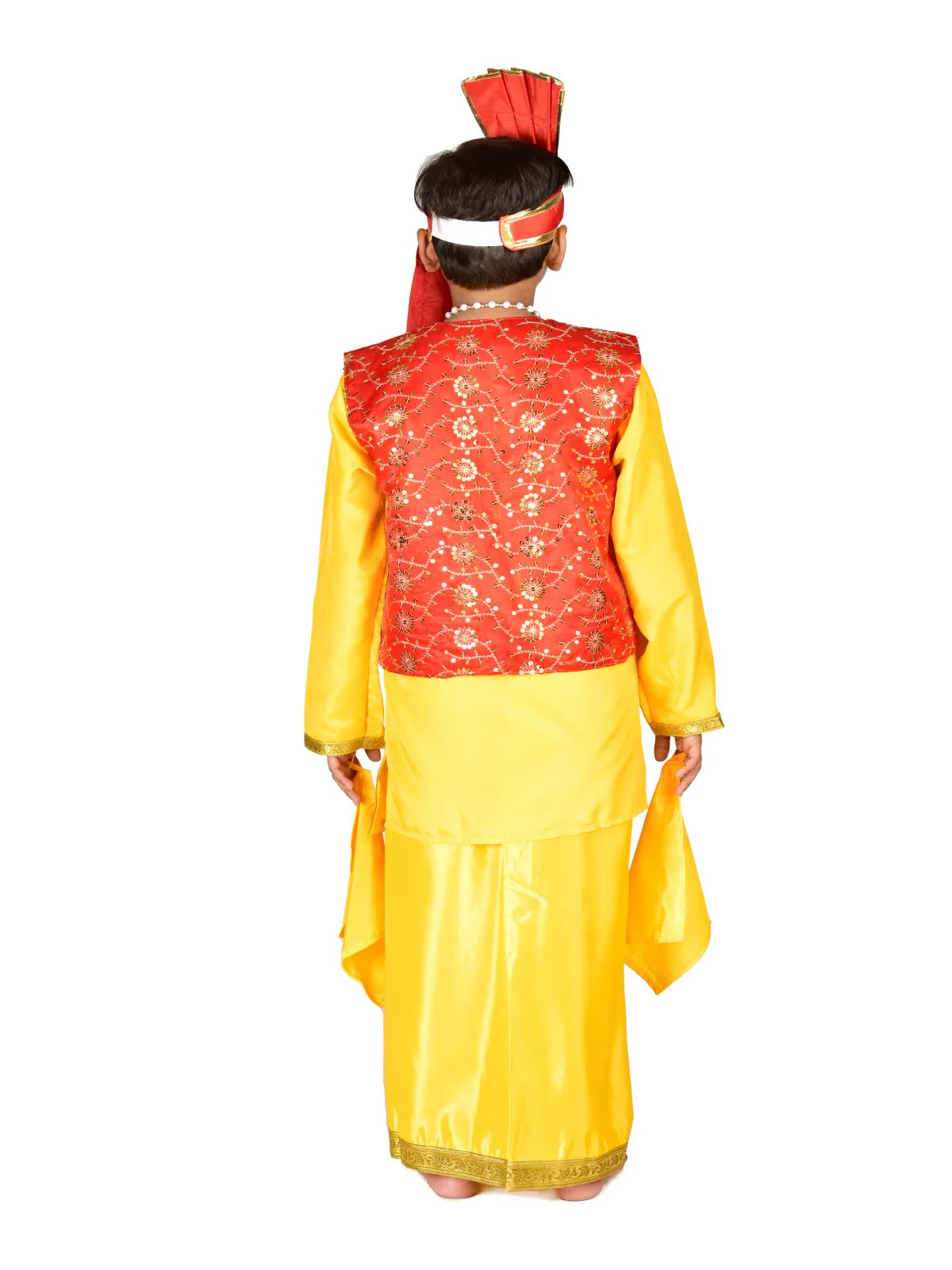 Punjabi Bhangra Baisakhi Folk Dance Costume for Boys and Men | Yellow & Red - Image 7