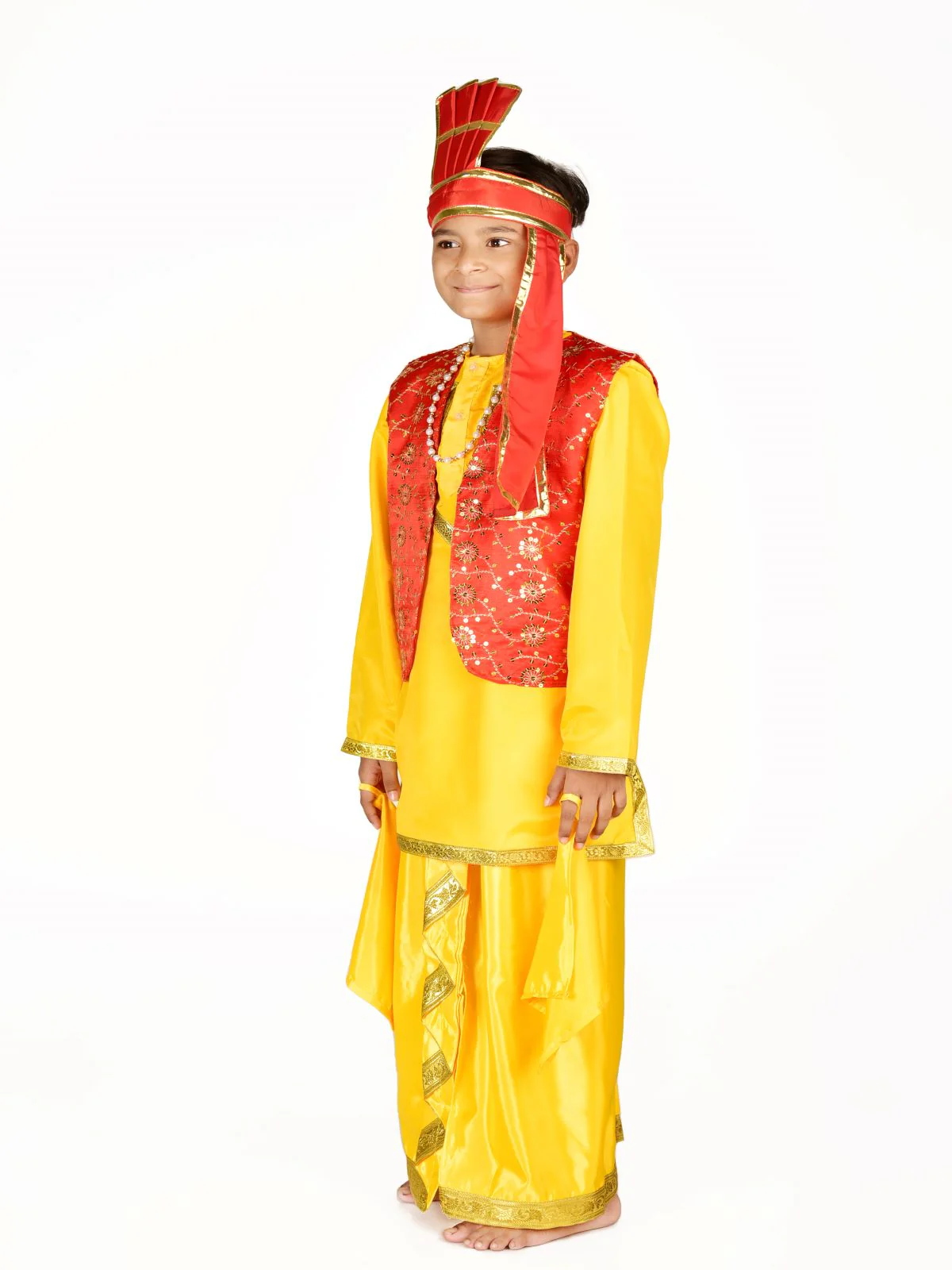 Punjabi Bhangra Baisakhi Folk Dance Costume for Boys and Men | Yellow & Red - Image 8