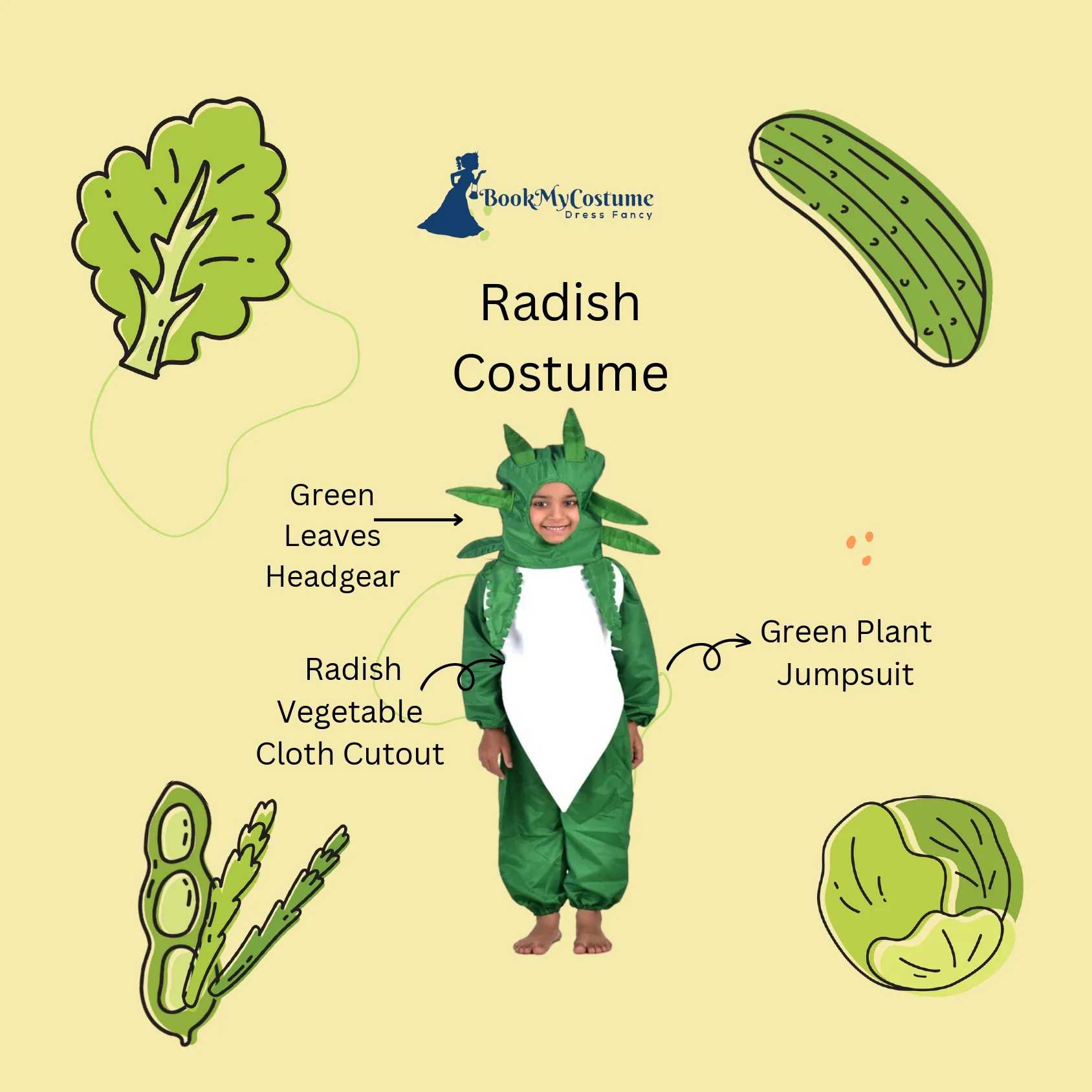 Radish Mooli Vegetable Kids Fancy Dress Costume - Image 3