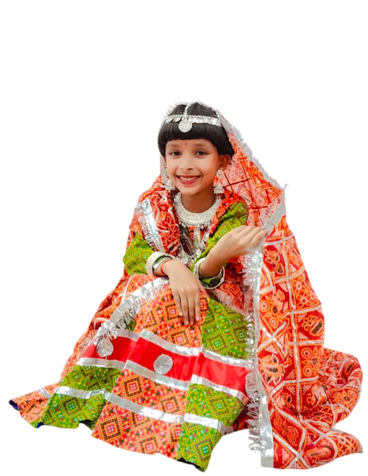 Rajasthani Girl With Traditional Jewellery Indian State Fancy Dress Costume For Girls And Females - Image 4