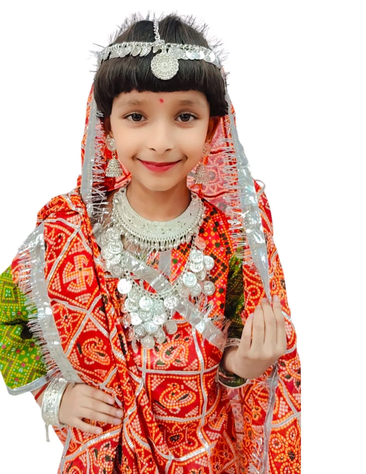 Rajasthani Girl With Traditional Jewellery Indian State Fancy Dress Costume For Girls And Females - Image 5
