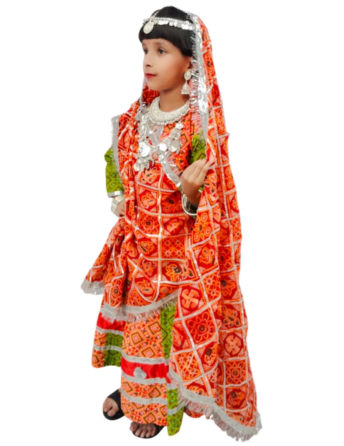 Rajasthani Girl With Traditional Jewellery Indian State Fancy Dress Costume For Girls And Females - Image 6