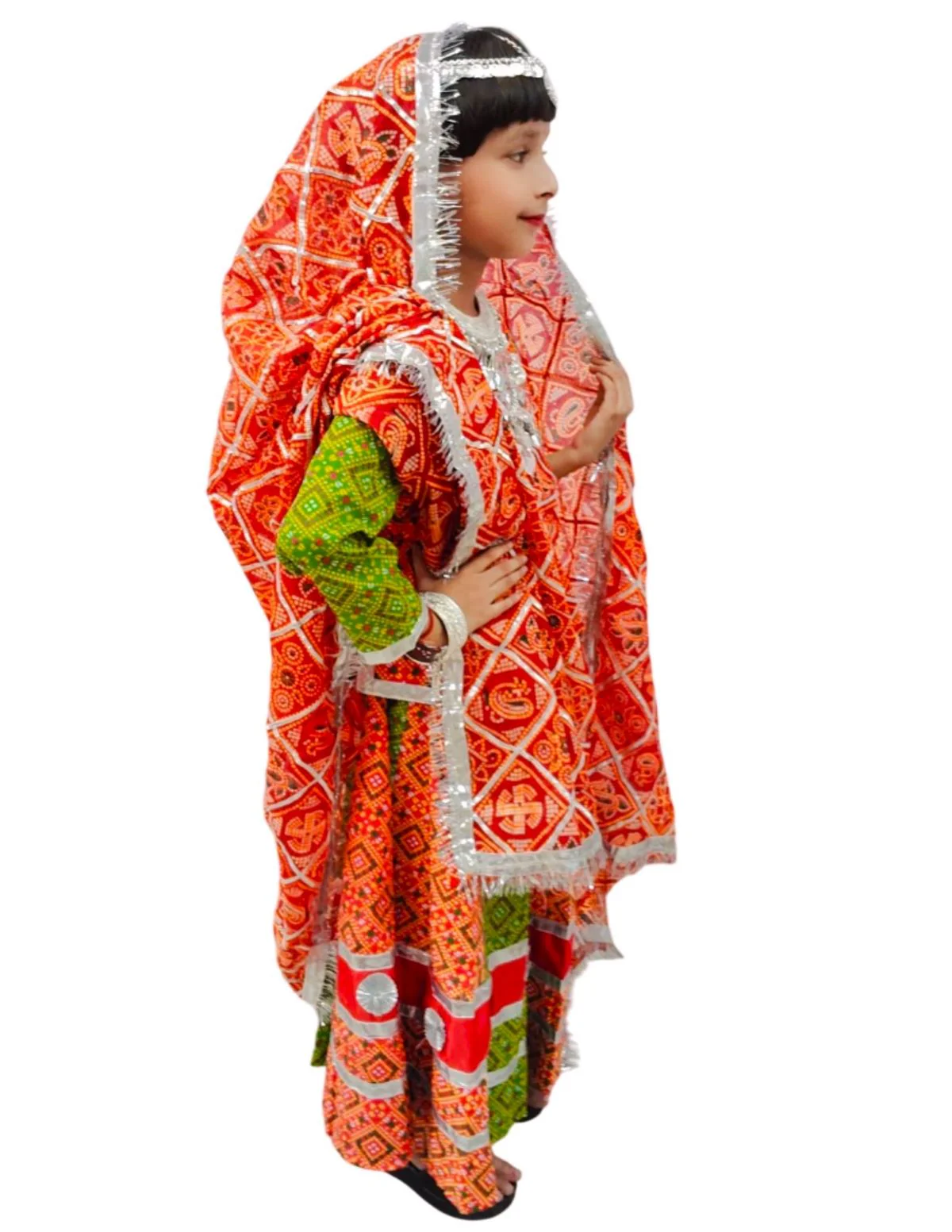 Rajasthani Girl With Traditional Jewellery Indian State Fancy Dress Costume For Girls And Females - Image 7